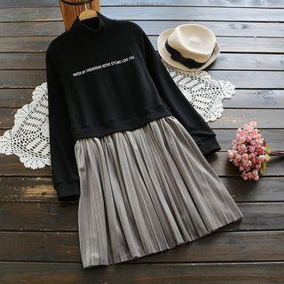 Long-sleeve Fleece-lined Pleated Dress