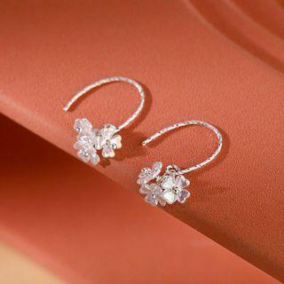 Sterling Silver Flower Drop Earring 1 Pair - Silver - One Size