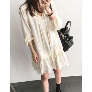 Tie-front Lace-trim Dress