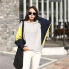 Hooded Color-block Dolman-sleeve Knit Top