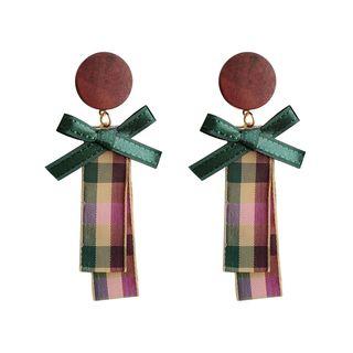 Plaid Bow Dangle Earring