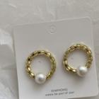 Faux Pearl Circle Stud Earring 1 Pair - As Shown In Figure - One Size