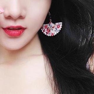 Floral Print Fan Shaped Earring