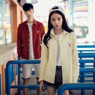 Long-sleeve Embroidery Couple Shirt