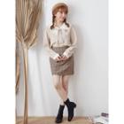 Long-sleeve Lace Trim Collar Shirt 22 - Almond - One Size