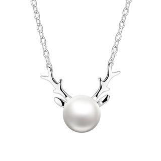 Faux Pearl Deer Pendant Necklace