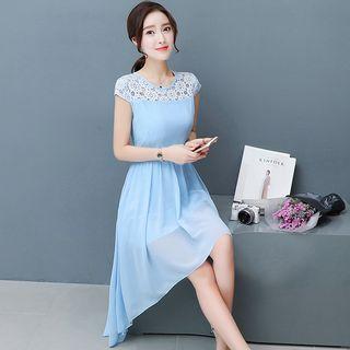Lace Panel Cap Sleeve Dress