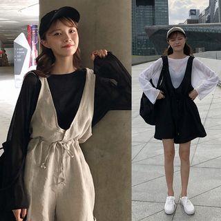 Plain Long Sleeve T-shirt / Plain Pinafore Playsuit