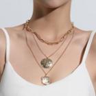 Disc Pendant Layered Chain Necklace Gold - One Size