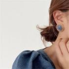 Retro Resin Bead Earring 1 Pair - Aqua Blue & Gold - One Size