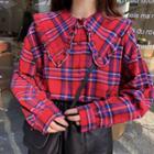 Plaid Frilled Collar Blouse