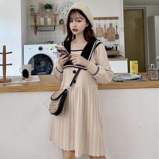 Long-sleeve Sailor Collar Knit Dress