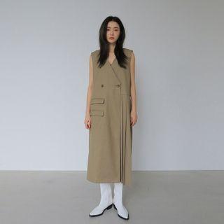 Sleeveless Double-button Maxi Dress