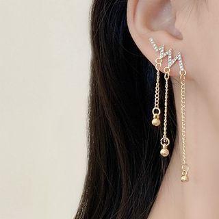 Rhinestone Heartbeat Drop Earring 1 Pair - Gold - One Size