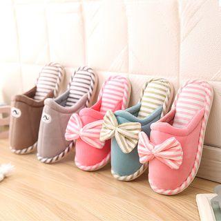 Bow-accent Cotton Slippers