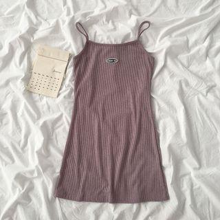 Spaghetti-strap Logo Mini Sheath Dress
