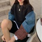 Denim-sleeve Sweater