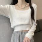 Square Neck Cropped Sweater
