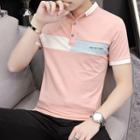 Color Block Short-sleeve Polo Shirt / Printed Short-sleeve T-shirt
