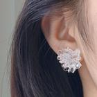 Faux Crystal Flower Earring 1 Pair - White - One Size