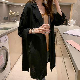Long-sleeve Plain Single-breasted Coat