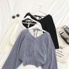 V-neck Batwing-sleeve Knit Top