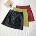 Faux-leather Zip-accent Mini Skirt