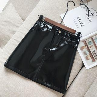 Patent Mini A-line Skirt