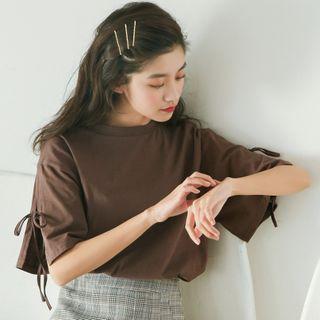 Bow Detail Flared-sleeve T-shirt