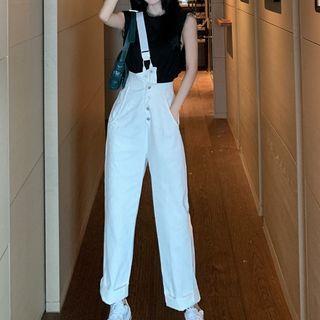 Sleeveless T-shirt / Straight-cut Jumper Jeans