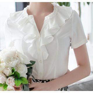Short-sleeve Ruffle Chiffon Shirt