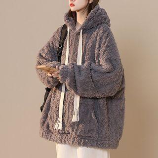 Drawstring Fleece Oversized Hoodie