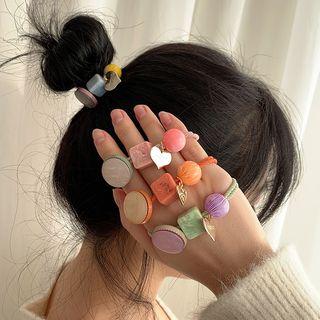 Acrylic Bead & Heart Charm Hair Tie