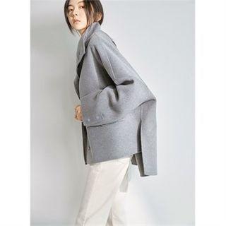 High-neck Cashmere Blend Jacket Blue - One Size