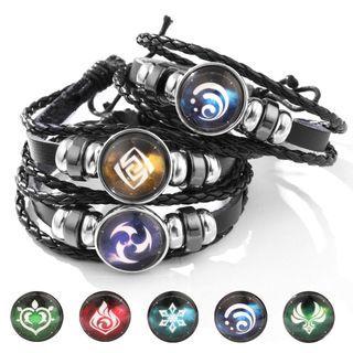 Gemstone Faux Leather Woven Bracelet
