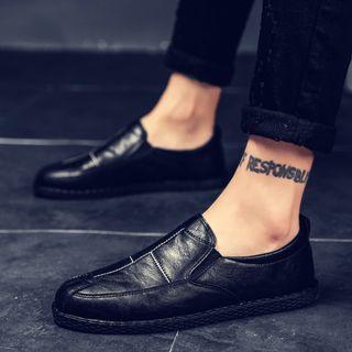 Faux Leather Stitched Panel Loafers