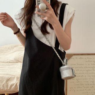 Set: Short-sleeve T-shirt + Asymmetrical Overall Dress