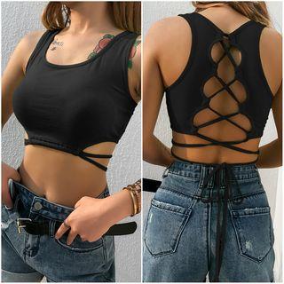 Tie Back Crop Tank Top