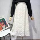 Lace High-waist A-line Midi Skirt