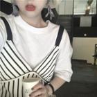 Short-sleeve T-shirt / Striped Camisole