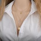 Alloy Cross Shell & Palm Pendant Layered Necklace Gold - One Size