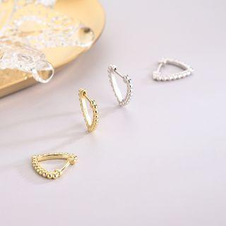 925 Sterling Silver Beaded Triangle Earring