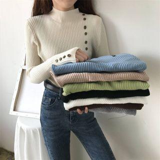 Button Detail Plain Sweater