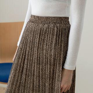 Leopard Maxi Accordion-pleat Skirt Cocoa - One Size