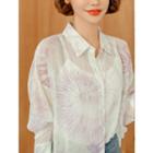 Plus Size Tie-dye Chiffon Shirt Lavender - Xl