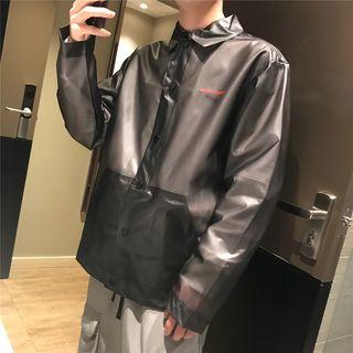 Lettering Collared Button Jacket