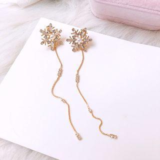 Rhinestone Snowflake Dangle Earring As Shown In Figure - One Size