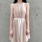 Tie Waist Sleeveless A-line Dress