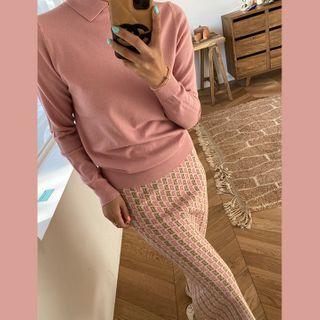Pattern Knit Long Pencil Skirt