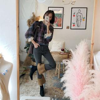 Fleece-hem Boot-cut Jeans